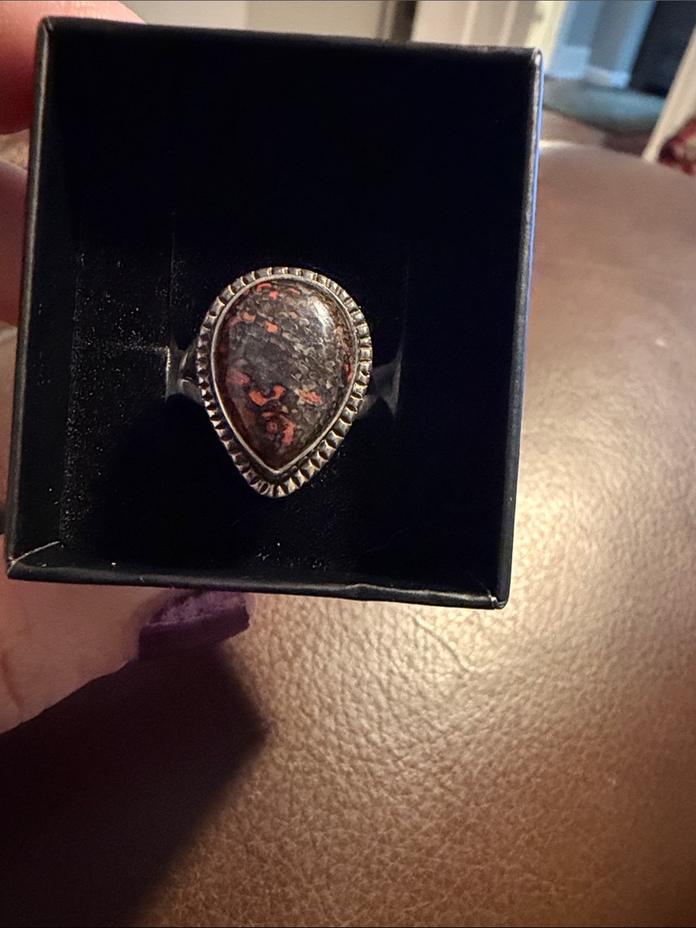Sterling silver Jasper Teardrop ring
